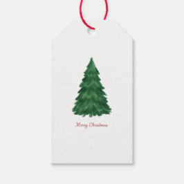 Etiqueta Para Presente Classic Green Pine Tree Merry Christmas Tag