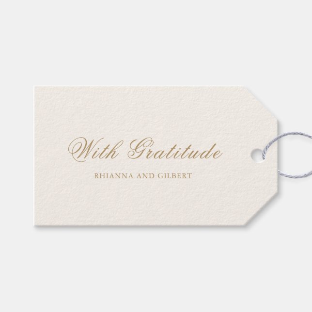 Etiqueta Para Presente Classic Ivory and Gold Timeless Wedding (Frente (horizontal))