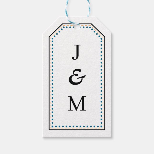 Etiqueta Para Presente Classic Monogram Wedding Border line (Frente)