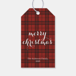 Etiqueta Para Presente Classic Plaid Merry Christmas Festive -