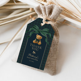 Etiqueta Para Presente Classic Polo Green Plaid Teddy Bear Baby Shower