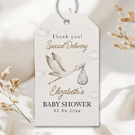 Etiqueta Para Presente Classic White Stork Baby Shower Neutral