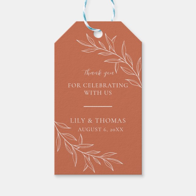 Etiqueta Para Presente Clássico Casamento Boho Terracota (Frente)