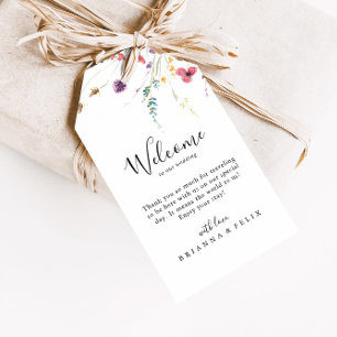 Etiqueta Para Presente Clássico Colorida Wild Floral Wedding Bem-vindo