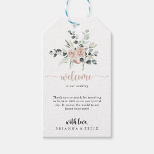 Etiqueta Para Presente Clássico Dusty Rosa Rosa Floral Boas-vindas