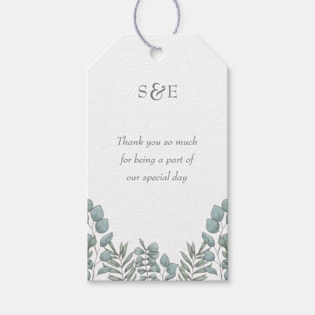 Etiqueta Para Presente Clássico e Elegante Sage Verde Eucalyptus Floral (Frente)