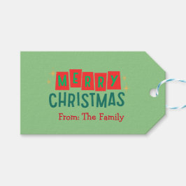 Etiqueta Para Presente Clássico Festivo Vermelho e Verde Feliz Natal