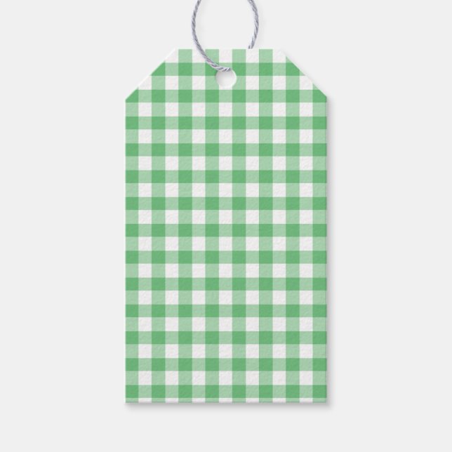 Etiqueta Para Presente Clássico Gingham Summer Green (Frente)