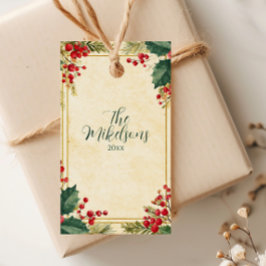 Etiqueta Para Presente Clássico Holly Berry - Festa de Natal