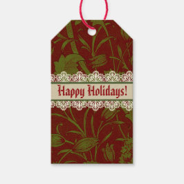 Etiqueta Para Presente Clássico Nostálgico William Morris Red Holiday