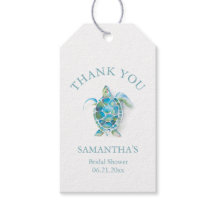 Classy Beach Chá de panela Favor Tags Sea Turtle
