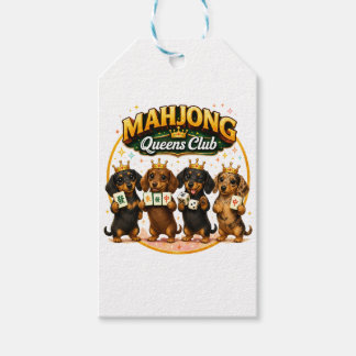 Etiqueta Para Presente Clube das Rainhas do Mahjong Dachshunds Fofos