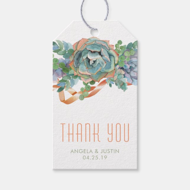 Etiqueta Para Presente Cluster Com Êxito De Aquarela Obrigado (Frente)