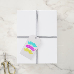 Etiqueta Para Presente CMY Mustaches (estilo letterpress)