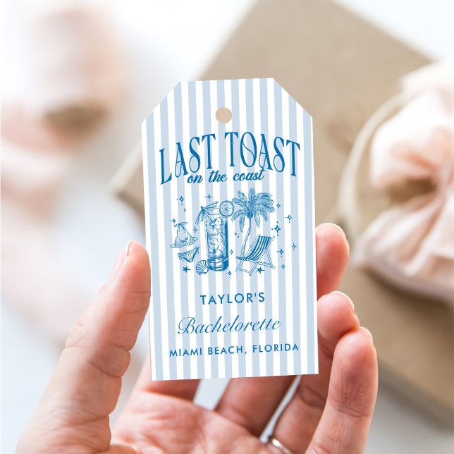 Etiqueta Para Presente Coasteira Bachelorette Modern Cocktail Blue (Criador carregado)