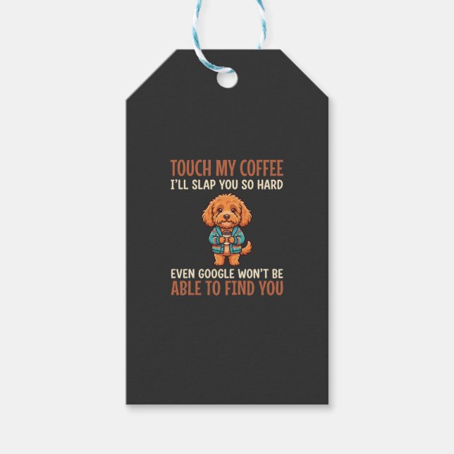 Etiqueta Para Presente Cockapoo Engraçado Amante de Café (Frente)