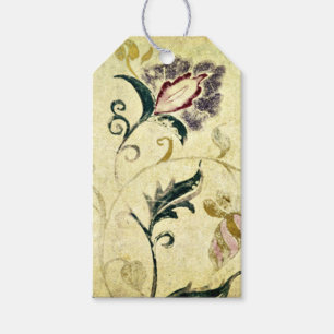 Etiqueta Para Presente Código QR Floral Parchment Antigo Vintage
