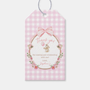 Etiqueta Para Presente Coelhinho de Laço Rosa Balão Floral Aniversário Ob