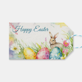 Etiqueta Para Presente Coelhinho de Páscoa com três Ovos de Páscoa