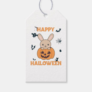 Etiqueta Para Presente Coelhinho De Pumpkin Cute Bunnies Feliz Halloween