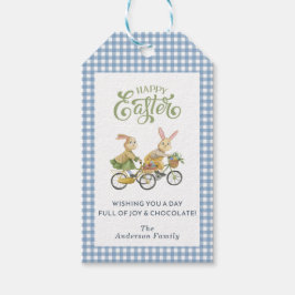 Etiqueta Para Presente Coelhinhos Aquarela, Xadrez Feliz Páscoa Fofo
