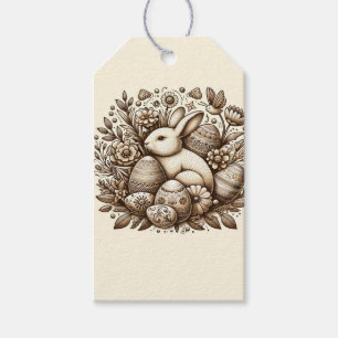 Etiqueta Para Presente Coelho de Páscoa Vintage Flores & Ovos 1º Aniversá