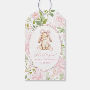 Etiqueta Para Presente Coelho em aquarela elegante floral vintage 1º aniv