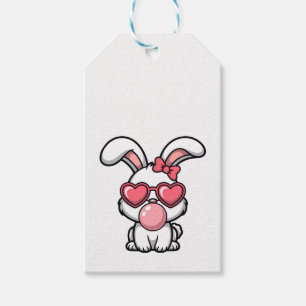 Etiqueta Para Presente Coelho Kawaii Divertido com Bolha de Chiclete