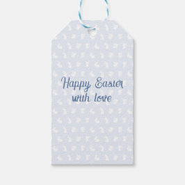 Etiqueta Para Presente Coelho Minimalista Azul Feliz Páscoa com Amor