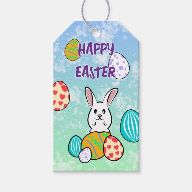 Etiqueta Para Presente Coelho páscoa em Ovos de Páscoa (Frente)