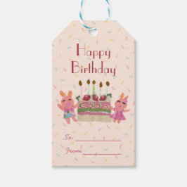 Etiqueta Para Presente Coelhos cor-de-rosa e Aniversário de criança de bo