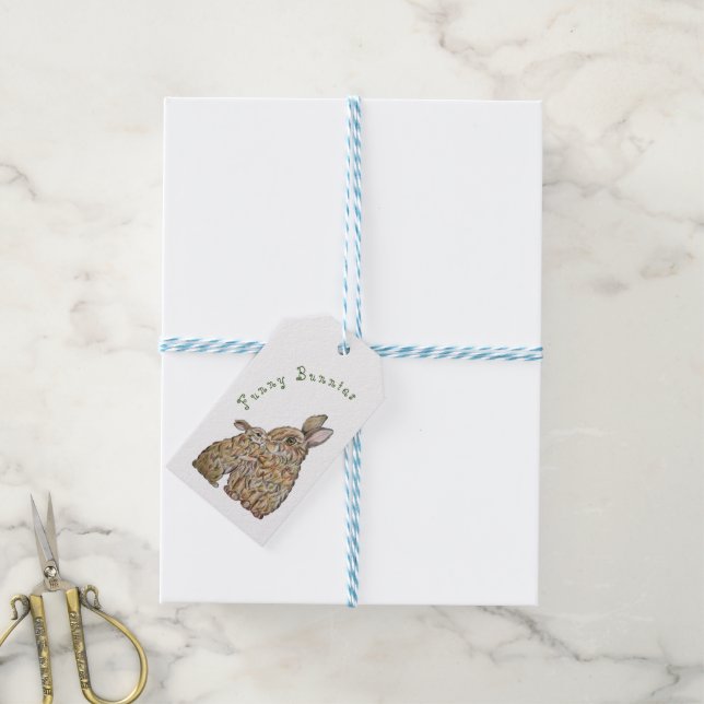 Etiqueta Para Presente Coelhos engraçados. desenho do lápis (Com cordão)
