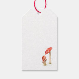 Etiqueta Para Presente Cogumelos Mágicos da Floresta em Aquarela