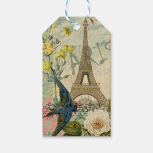 Etiqueta Para Presente Colagem da arte gráfica do viagem de Paris France