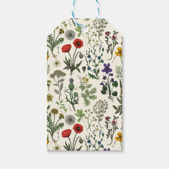 Etiqueta Para Presente Colagem de flores silvestres (Frente)