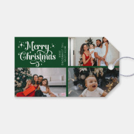 Etiqueta Para Presente Colagem de Fotos da Família Feliz de Natal Elegant