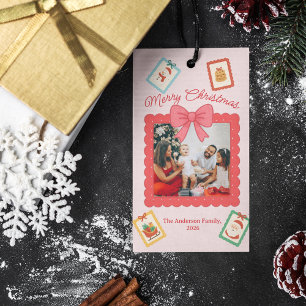 Etiqueta Para Presente Colagem de Fotos de Natal Personalizada e Fofa