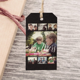 Etiqueta Para Presente Colagem de Fotos Escura dos Melhores Amigos do Mod