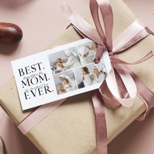 Etiqueta Para Presente Colagem Moderna de Fotos Melhor Mãe Feliz Dia das 