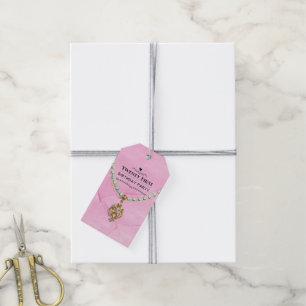 Etiqueta Para Presente Colar de Pérola Rosa Elegante Festa de Aniversário