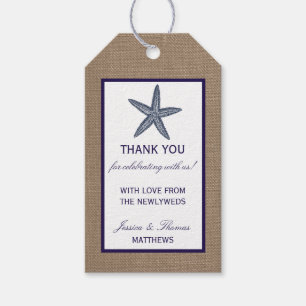 Etiqueta Para Presente Coleção de Casamentos de Praia de Starfish Burlap,