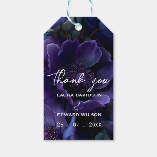 Etiqueta Para Presente Coleção de Terno de Noiva Floral Azul Meia-Noite &