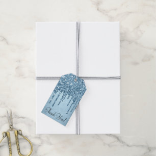 Etiqueta Para Presente Coletor Azul Metálico   Glitzy Glam Obrigado