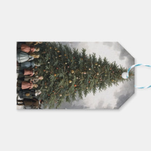 Etiqueta Para Presente Colheita de árvores de Natal da Vintage