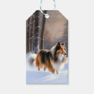 Etiqueta Para Presente Collie, deixa nevar o Natal