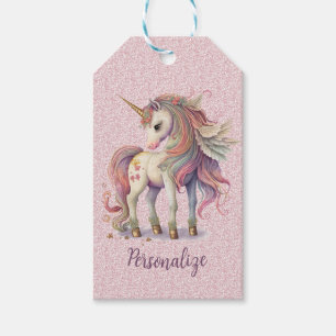 Etiqueta Para Presente Colores Mágicas de Arco-Íris de Unicórnio Rosa