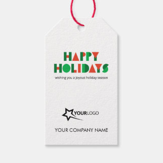 Etiqueta Para Presente Colorful Geometric Happy Holidays Business Logo