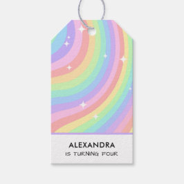 Etiqueta Para Presente Colorful Rainbow Girl 4th Birthday