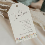 Etiqueta Para Presente Colorful Wildflower | Beige Wedding Welcome<br><div class="desc">These colorful wildflower | beige wedding welcome gift tags are perfect for your simple, whimsical boho rainbow summer wedding. The bright, enchanted pink, yellow, orange, and gold color florals give this product the feel of a minimalist elegant vintage hippie spring garden. The modern design is artsy and delicate, portraying a...</div>