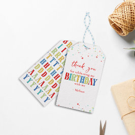 Etiqueta Para Presente Colorida Confetti Whimsical Calliografia Obrigado
